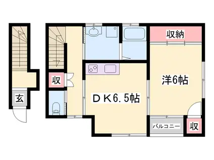 オーエスハイツⅡ(1DK/2階)の間取り写真