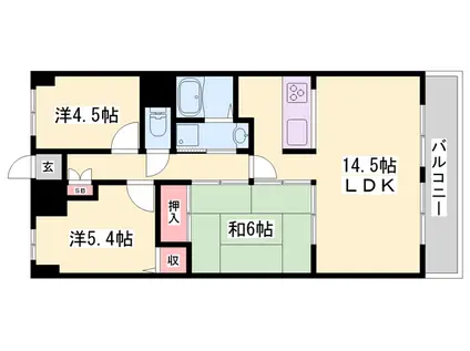 手柄アートスカイハイツ(3LDK/3階)の間取り写真