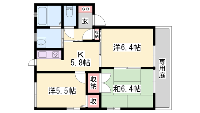ディアス大塩(3K/1階)の間取り写真