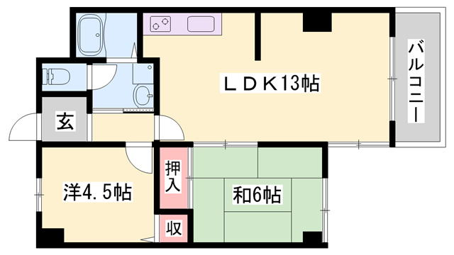 ロイヤルコーポ姫路栗山町(2LDK/8階)の間取り写真
