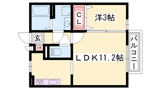 サンライズ城南(1LDK/2階)の間取り写真