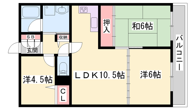 アルコ・ラ・カーサ姫路土山(3LDK/4階)の間取り写真
