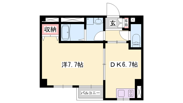サンワプラザ福崎S(1DK/3階)の間取り写真