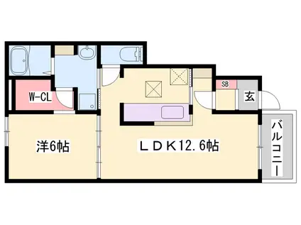 グランデール興浜Ⅲ(1LDK/1階)の間取り写真