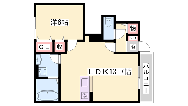 フレッシュ ダンジェ(1LDK/1階)の間取り写真
