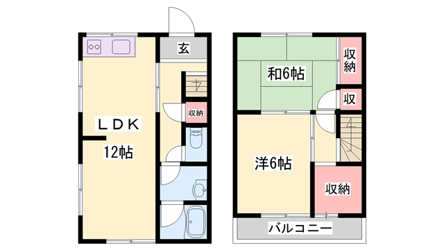 姫新線 播磨高岡駅 徒歩23分 2階建 築37年(2SLDK)の間取り写真