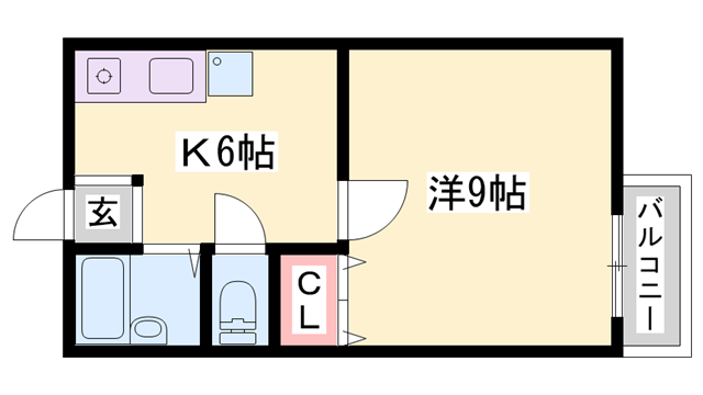 クリエイト太子(1K/2階)の間取り写真