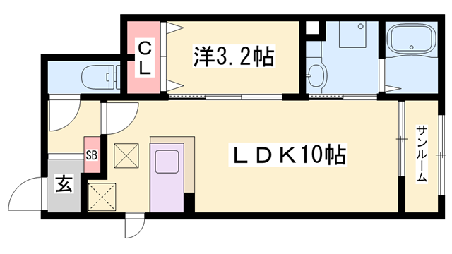 ミルキーウェイ(1LDK/1階)の間取り写真