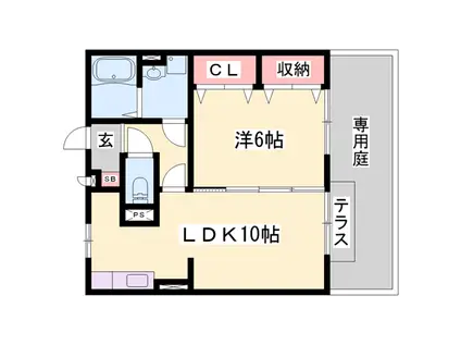 モナリエ宮(1LDK/1階)の間取り写真