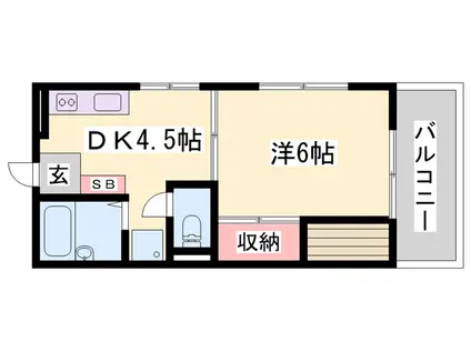 舞ハウス(1DK/2階)の間取り写真