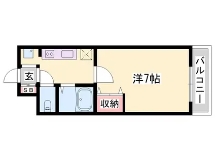 ジュネス伊伝居2(1K/4階)の間取り写真