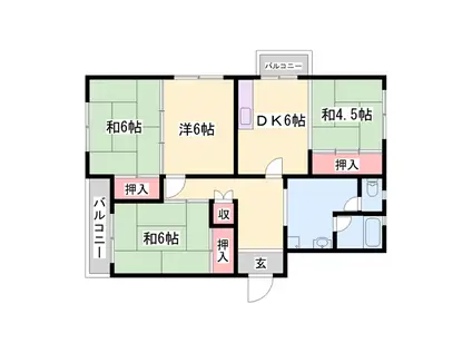 新神野4号棟(4DK/2階)の間取り写真