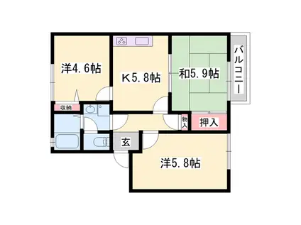 レジデンス赤坂(3K/2階)の間取り写真