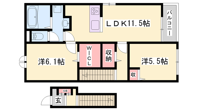 コンフォースHISAGO(2LDK/2階)の間取り写真