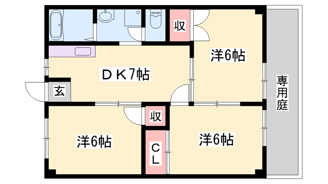 サンクス(3DK/1階)の間取り写真