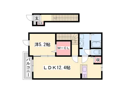 メゾン・カルムB(1LDK/2階)の間取り写真