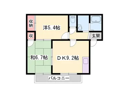 フレグランス滝野(2DK/1階)の間取り写真