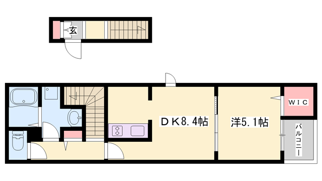 グラン ボヌール(1DK/2階)の間取り写真