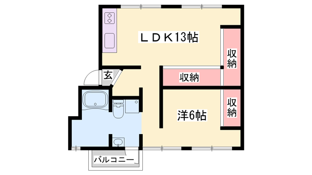SISA野里Ⅱ(1LDK/1階)の間取り写真