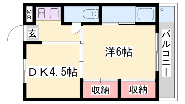 ビレッジハウス西夢前第二(1DK/2階)の間取り写真
