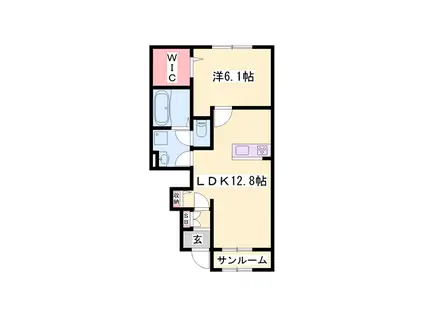 アイリス・K Ⅲ(1LDK/1階)の間取り写真