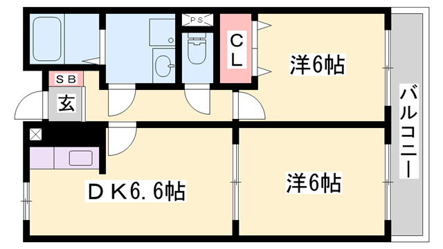 はいつさくらんぼⅢ(2DK/1階)の間取り写真