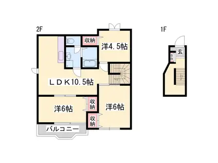 ジュアン壱番館(3LDK/2階)の間取り写真