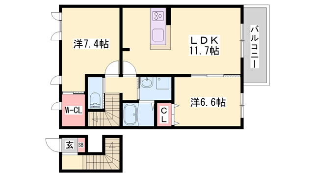 シャーメゾン播磨(2LDK/2階)の間取り写真