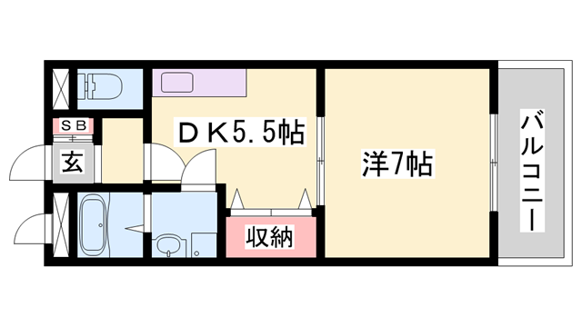 シプレーヌ(1DK/1階)の間取り写真