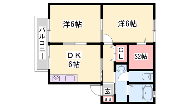デューク翔(2DK/2階)の間取り写真