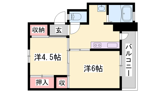 ビレッジハウス小坂(2K/2階)の間取り写真