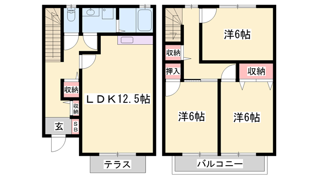 プランレーヌⅡ(3LDK/1階)の間取り写真