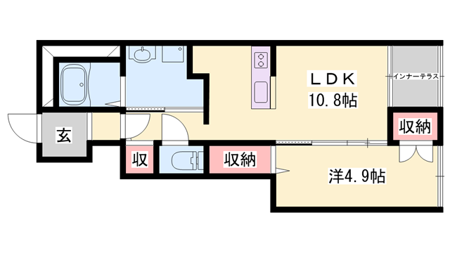 α・ジョイン(1LDK/1階)の間取り写真