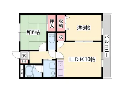 エスポワール滝野(2LDK/2階)の間取り写真