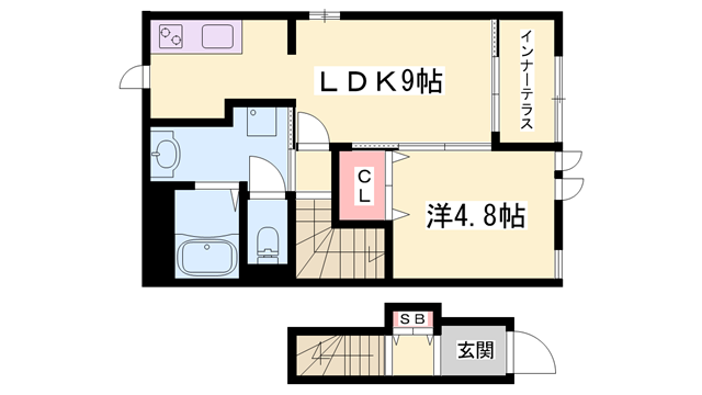 ハウゼ21Ⅱ(1LDK/2階)の間取り写真