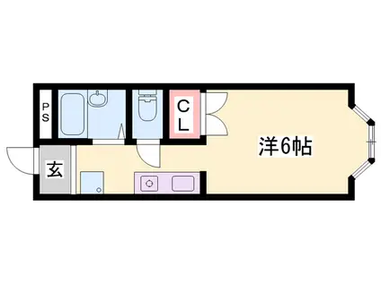 レジデンス平野(1K/2階)の間取り写真