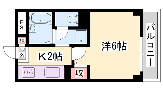 ハーブ辻井(1K/2階)の間取り写真