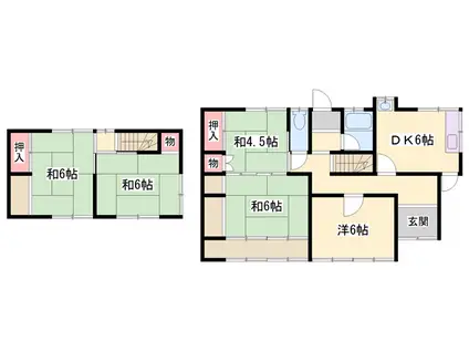 播但線 京口駅 徒歩15分 2階建 築56年(5DK)の間取り写真