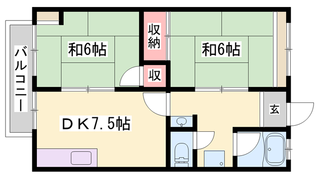 コーポ澤田(2DK/2階)の間取り写真