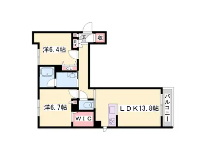 コンフォーザ下戸田(2LDK/2階)の間取り写真