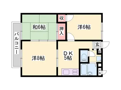 ビブレサカンダ(3DK/2階)の間取り写真