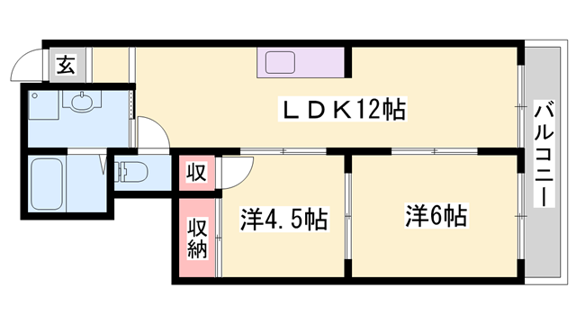 野田中村コーポ(2LDK/3階)の間取り写真