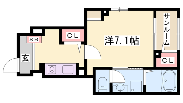 アネモスヒルズ姫路早瀬Ⅰ(1K/1階)の間取り写真