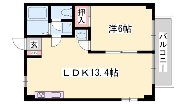 ファミィール町田(1LDK/2階)の間取り写真