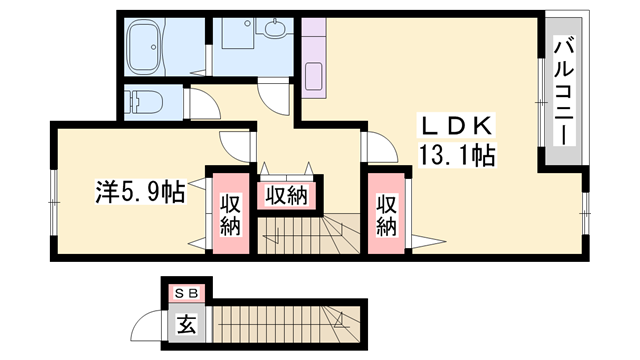 ジュピターⅠ(1LDK/2階)の間取り写真