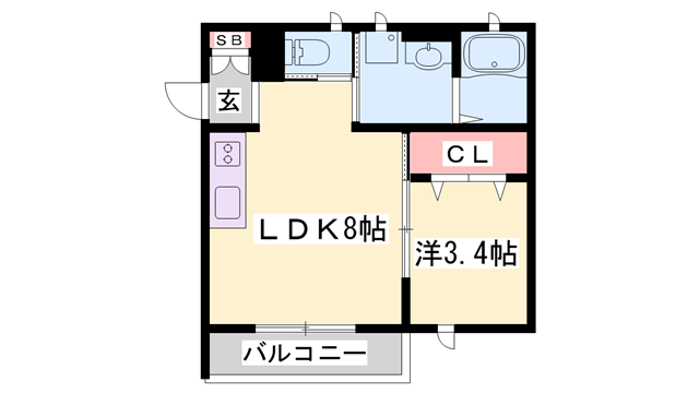 MISTRAL東姫路駅前Ⅱ(1LDK/1階)の間取り写真