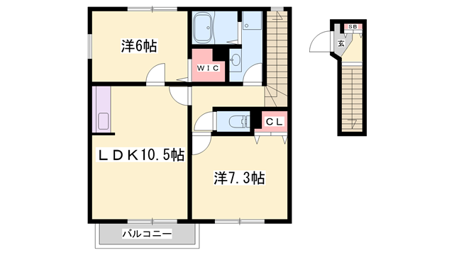 サニープレイス(2LDK/2階)の間取り写真