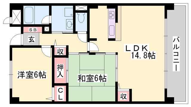グランシャリオ天川(2LDK/2階)の間取り写真