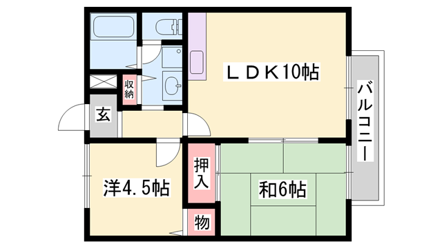 サンエクレールB(2LDK/1階)の間取り写真