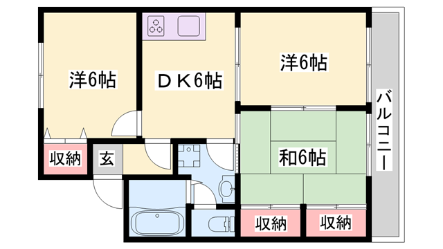 くすの木ハイツIII(3DK/2階)の間取り写真